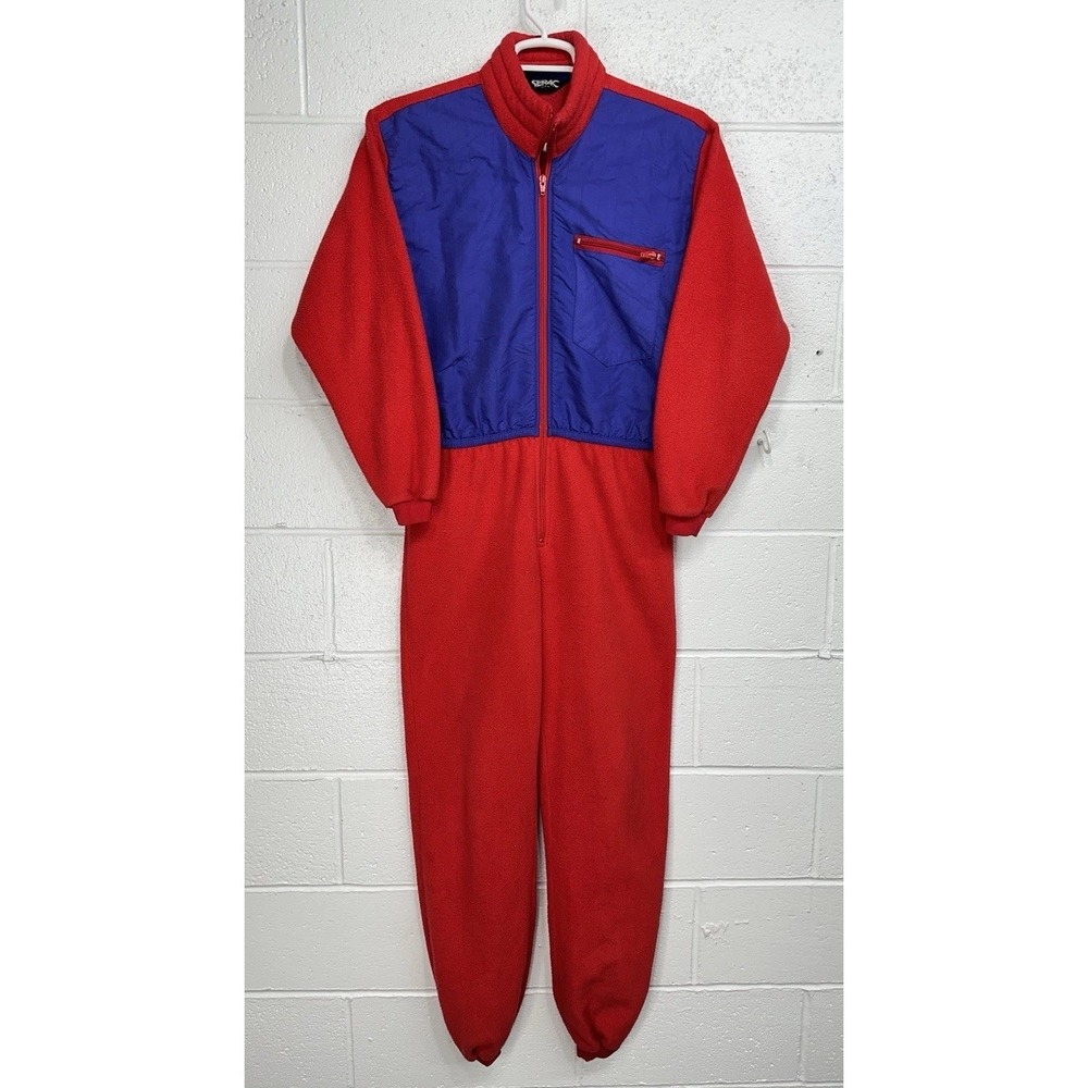 SERAC USA Tactel Fleece One Piece Ski Suit Blue Red / Women's 16